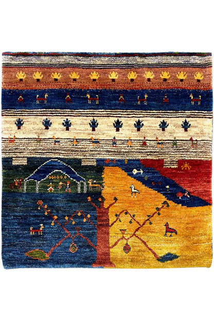 Gabbeh Lori rug (108x101 cm) with multicolored pattern