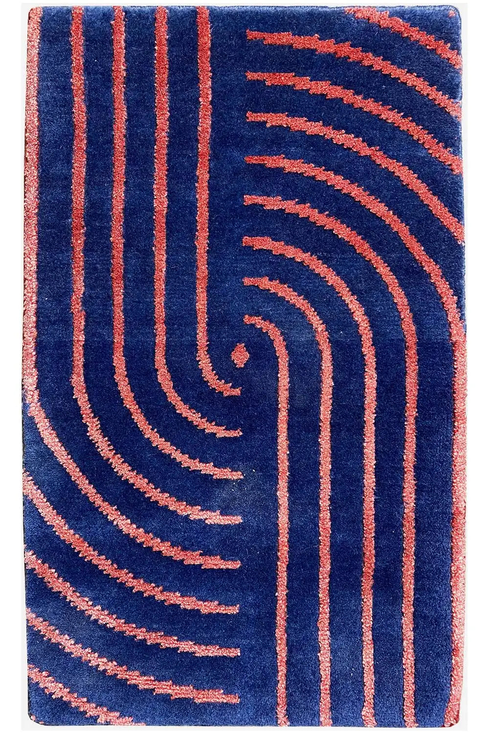 Rug 60x40 cm with a blue background and orange lines, rectangular