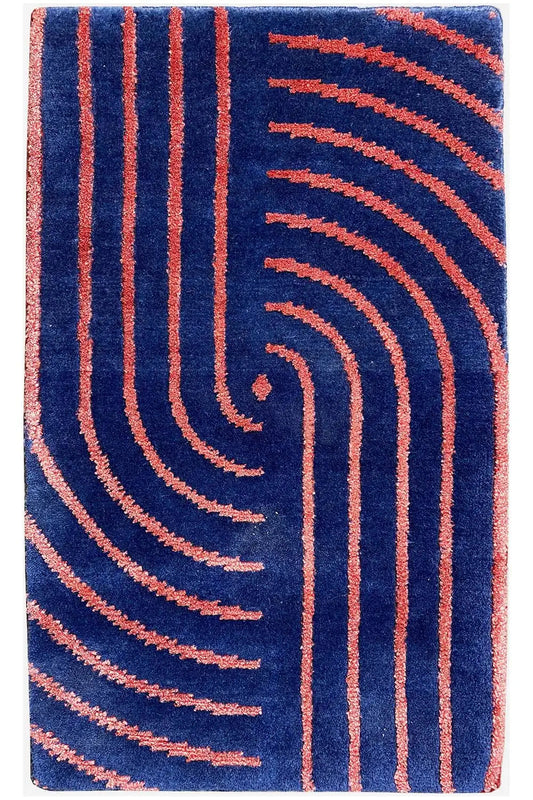Rug 60x40 cm with a blue background and orange lines, rectangular