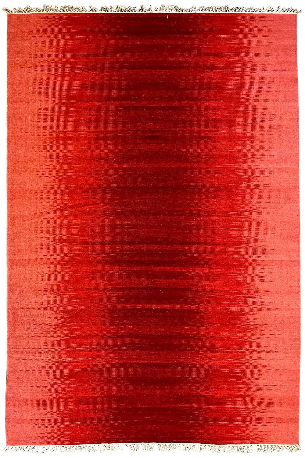 Red kilim rug 160x230 cm, rectangular with fringed edges