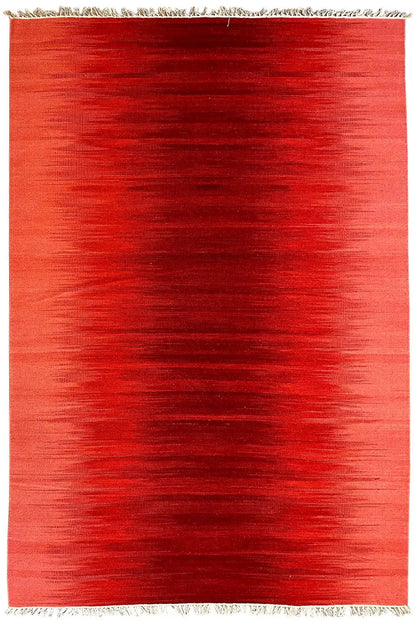 Red kilim rug 160x230 cm, rectangular with fringed edges