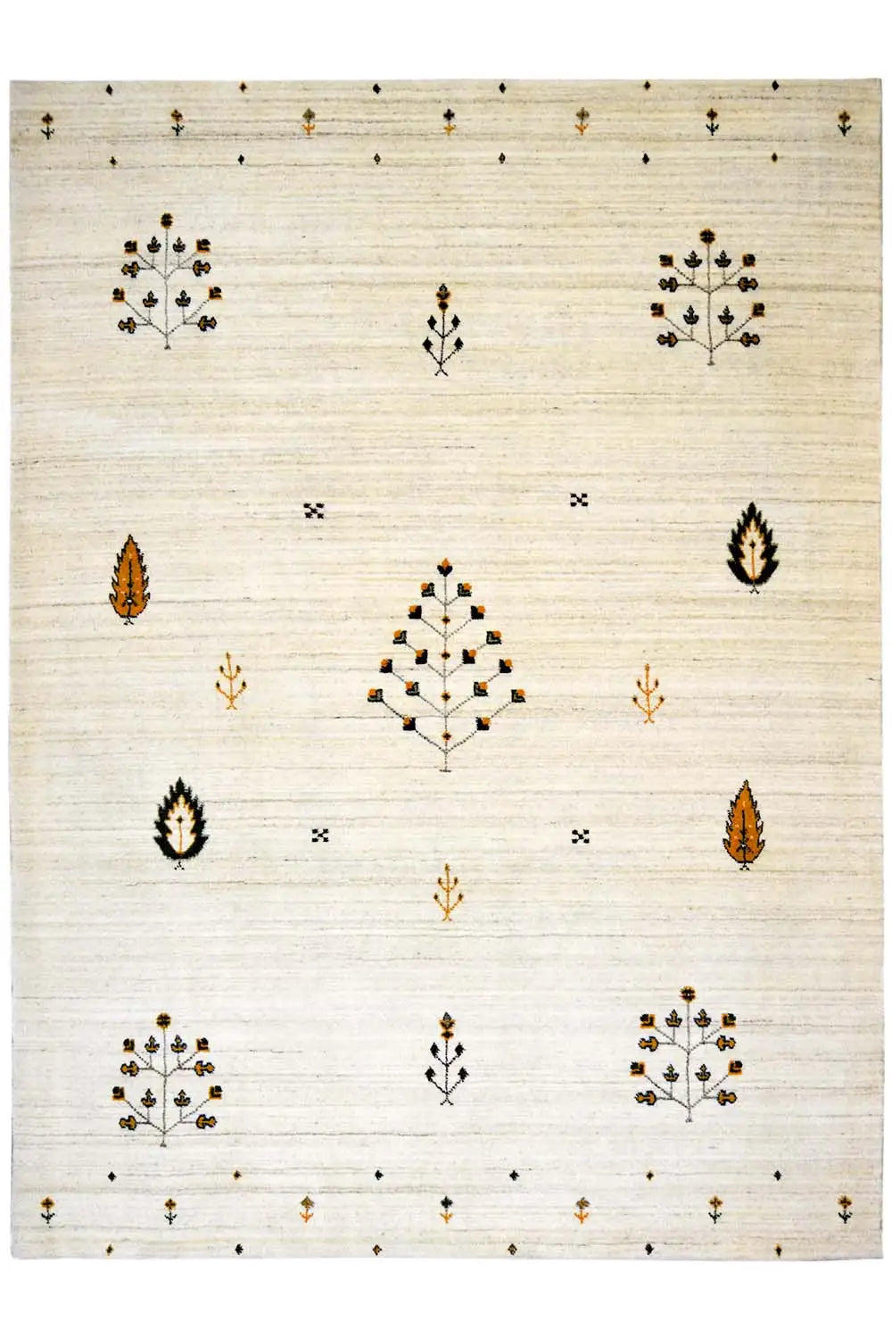 Light beige carpet with a symmetrical, delicate pattern of flowers and crosses