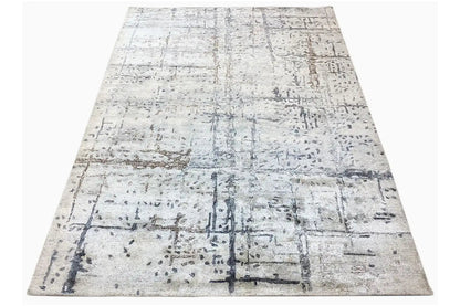Hand-tufted rug 237x167 cm, rectangular, abstract pattern in light gray and blue