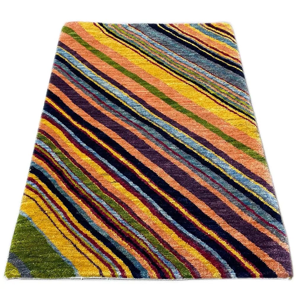 Gabbeh rug with multicolored stripes, rectangular