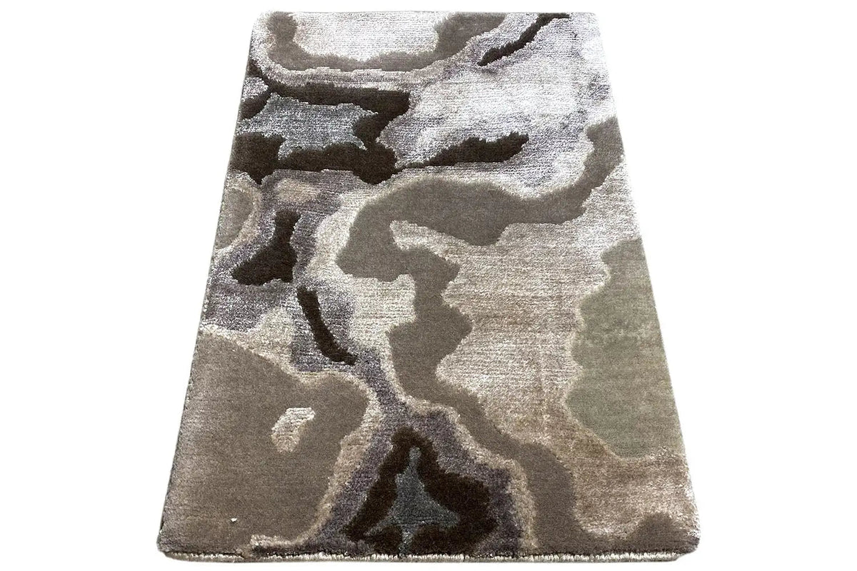 Designer rug 4966, abstract pattern, lying at an angle, gray and beige