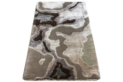 Designer rug 4966, abstract pattern, lying at an angle, gray and beige