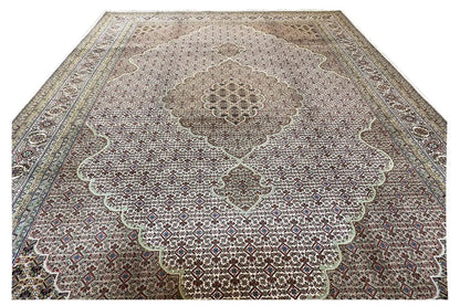 Indo Tabriz rug with a large medallion, all-over ornamentation