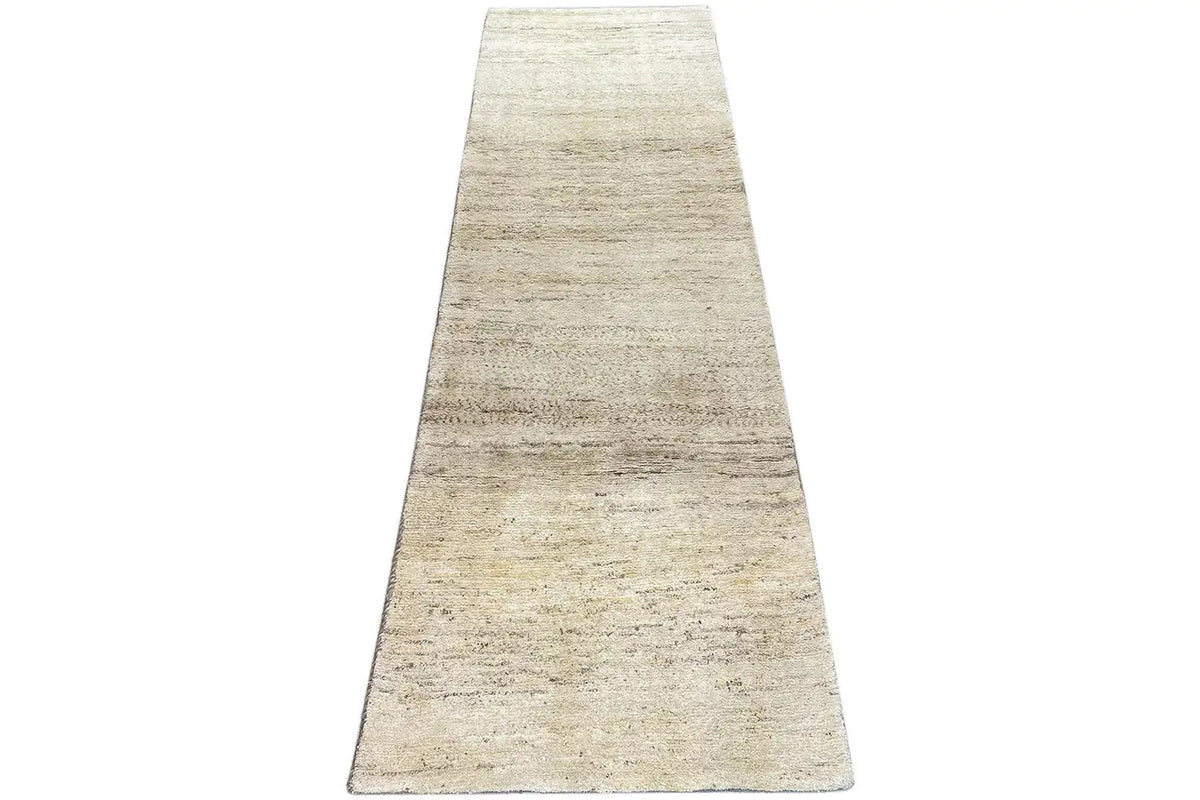 Gabbeh rug 282x82 cm, elongated cream-colored runner with an irregular pattern
