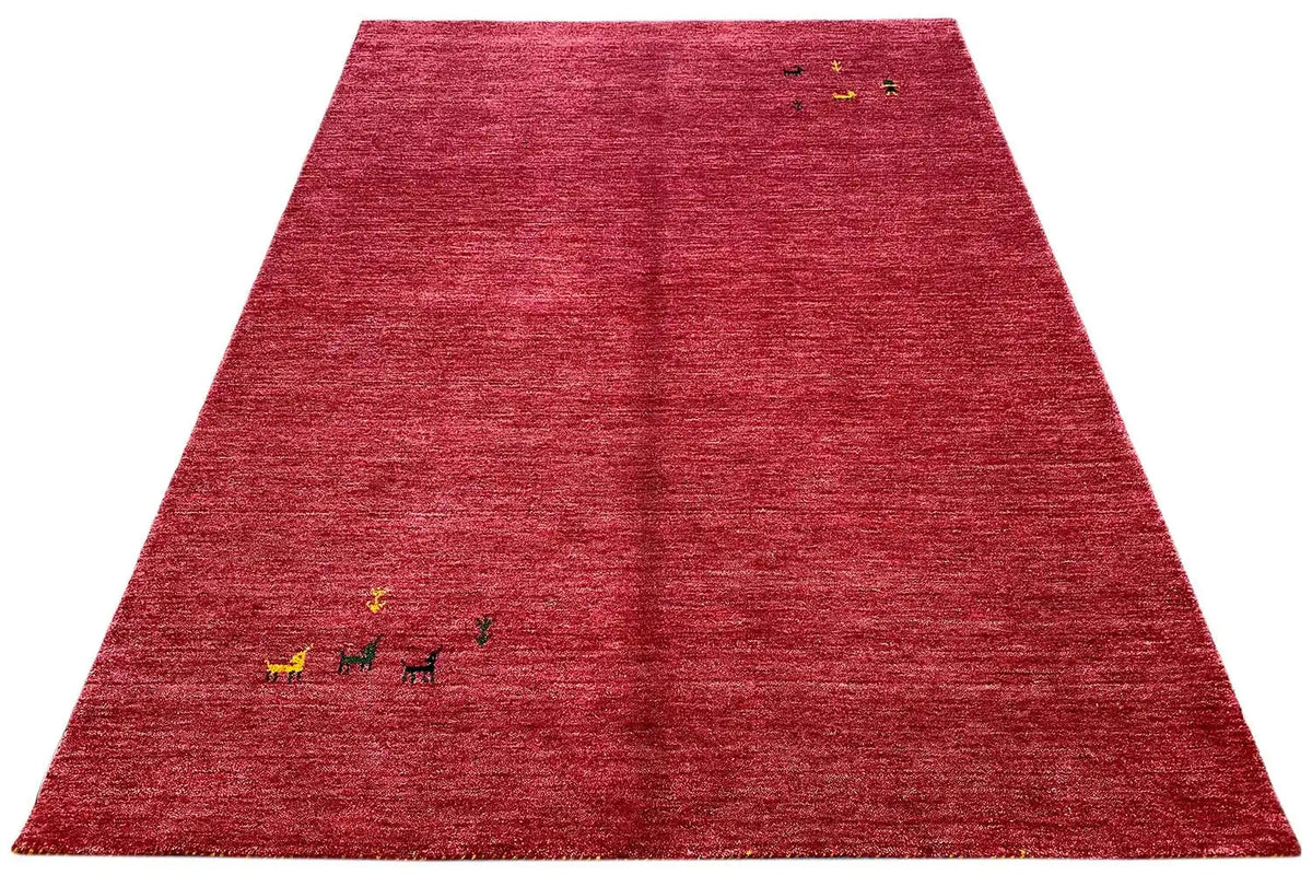 Reddish-brown Gabbeh rug with multicolored ornaments, rectangular (236x169 cm)