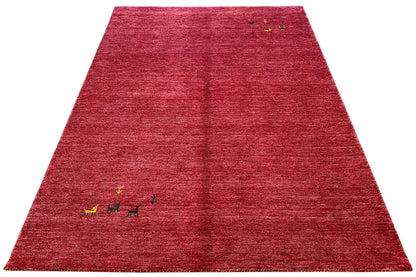 Reddish-brown Gabbeh rug with multicolored ornaments, rectangular (236x169 cm)