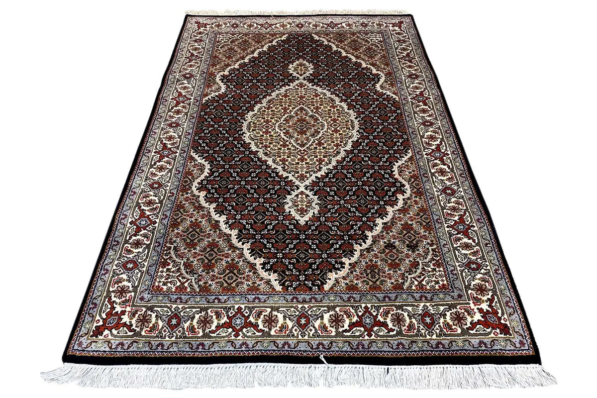 Indo Tabriz rug with floral pattern, dark brown, 185x122 cm