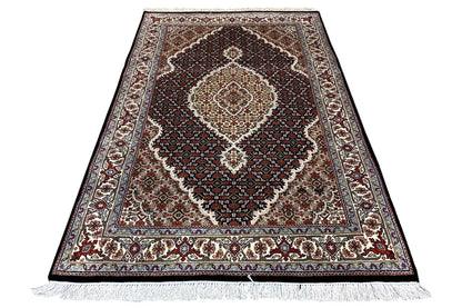 Indo Tabriz rug with floral pattern, dark brown, 185x122 cm