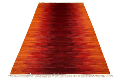 Gradient kilim dhurrie rug, fringes on the short sides