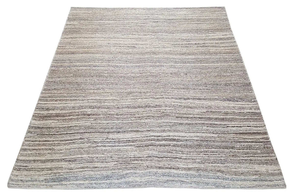 Kelim Qashqai rug 187x155 cm, wide striped pattern in flatweave, gray/beige