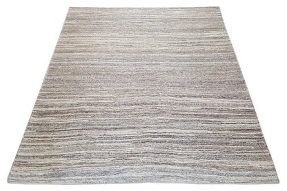 Kelim Qashqai rug 187x155 cm, wide striped pattern in flatweave, gray/beige