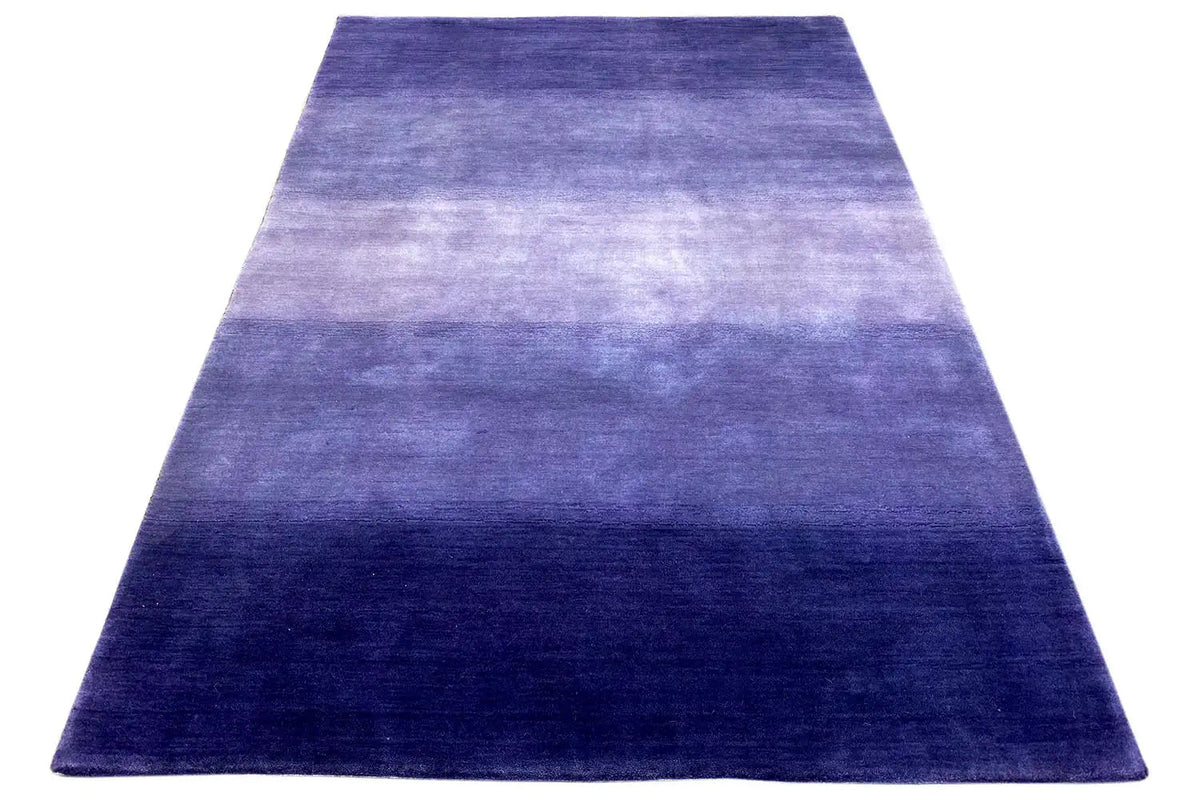 Gabbeh rug 180x123 cm, spread out: dark blue with light violet areas
