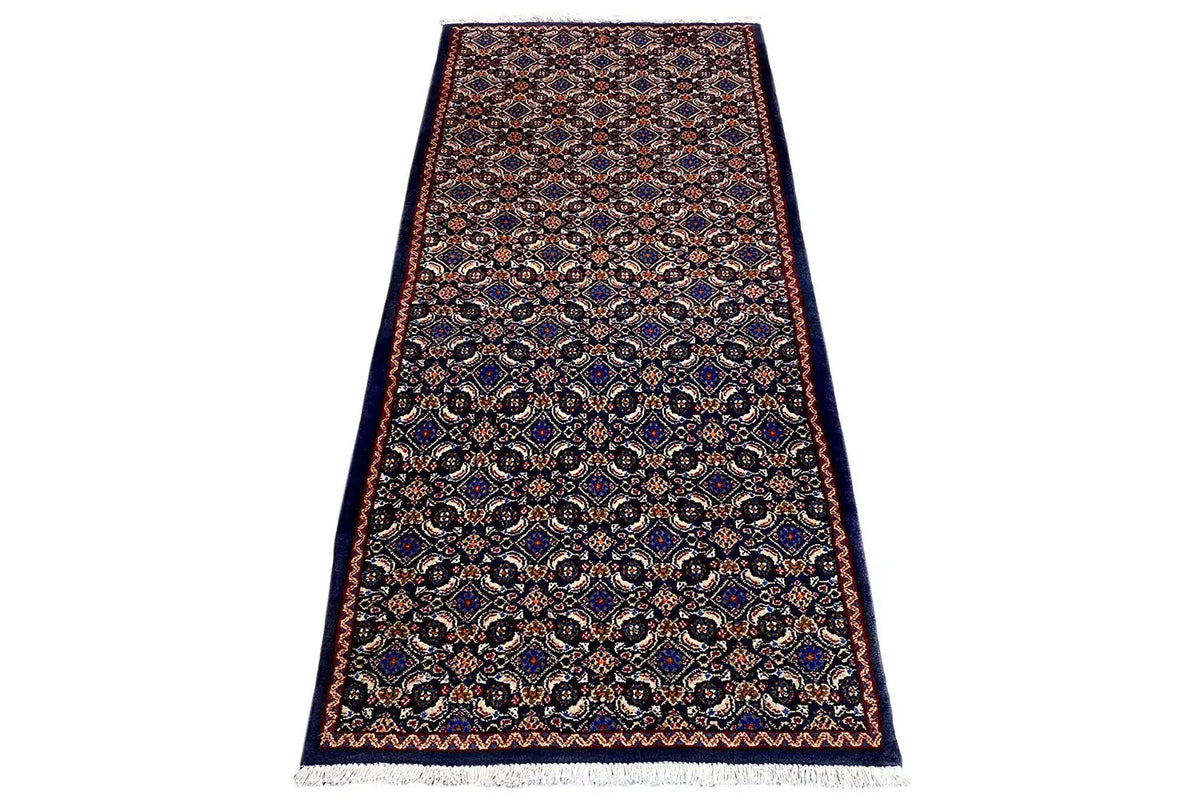 Moud rug 190x80 cm in a rectangular shape, dark ornamental design, light contrasting border