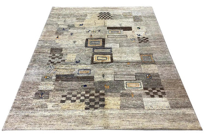 Gabbeh rug (193x156 cm) with large rectangular and square patterns