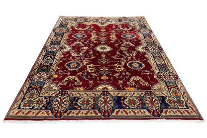 Bakhtiari rug, maroon background, multicolored border and central medallions