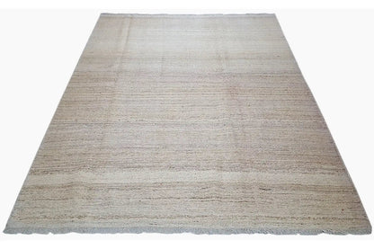 Kelim Qashqai rug, light beige, flat-woven with a subtle striped look and fringes