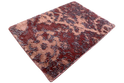 Designer rug 60x40 cm, square-style design in burgundy/beige with dark blue