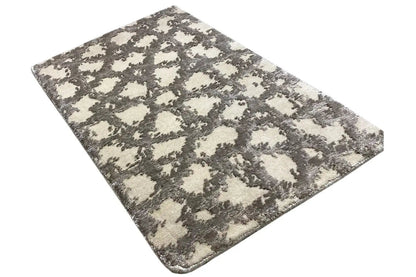 Designer rug 4959, 60x40 cm, shown rotated, beige with gray patterned elements