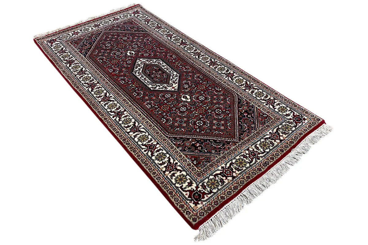 Bidjar rug 144x71 cm with diagonal view and white fringed edge