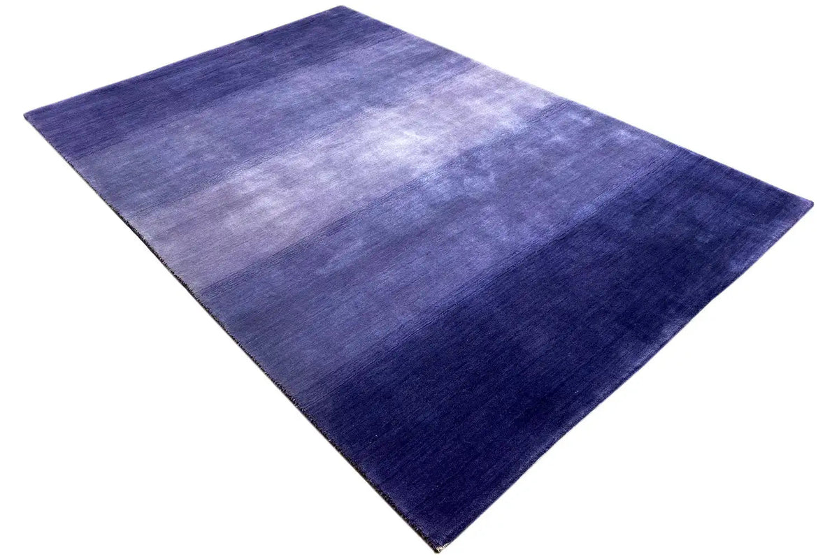 Gabbeh rug 180x123 cm, laid diagonally: blue-violet color gradients
