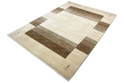Gabbeh rug, checked pattern in light beige and brown squares, 200x150 cm