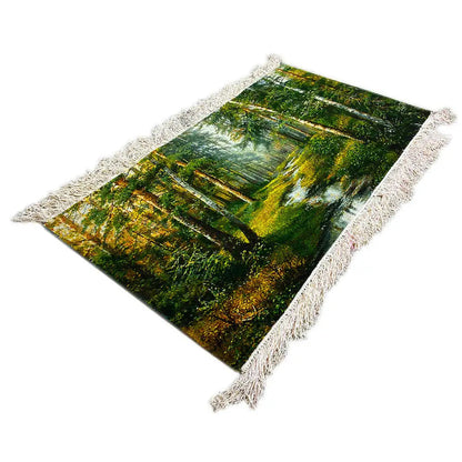 Tapestry 101x54 cm with a diagonal view of the forest path, white tassels