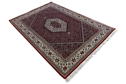 Bidjar rug, diagonal, with fringes and a dark inner field in an ornamental style
