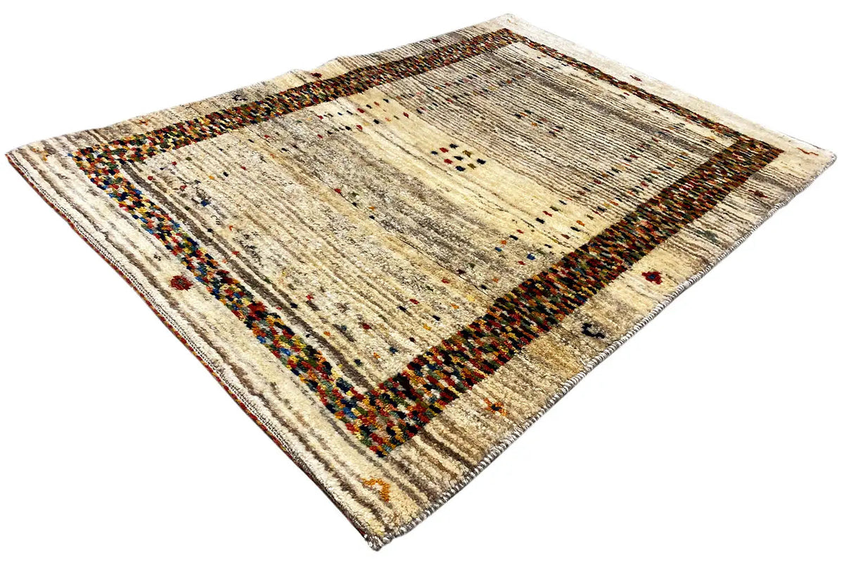 Gabbeh rug, border frame with dot and line accents