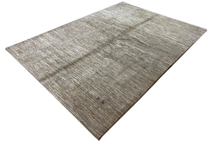 Gabbeh rug: diagonally arranged pile in light beige-gray with a subtle line pattern