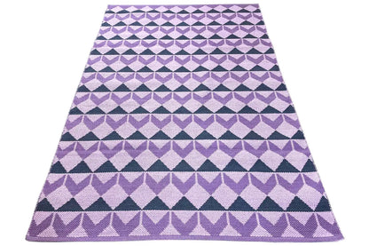 Purple kilim with zigzag and triangular stripes in light and dark shades