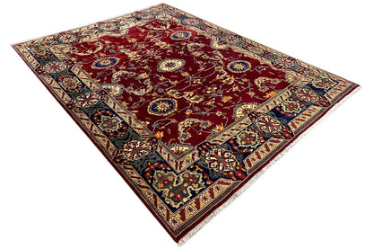 Bakhtiari carpet, maroon ground, ornamental lattice and medallion pattern, diagonal