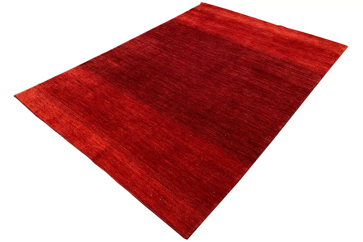 Red Gabbeh rug, diagonally spread-out surface with a fine, even pile