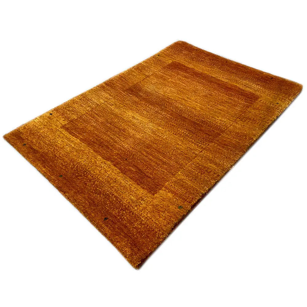 Lori gabbeh rug, orange-brown color blocks with a fine relief texture