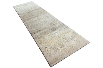 Gabbeh rug 282x82 cm, cream-colored runner with a subtle striped design