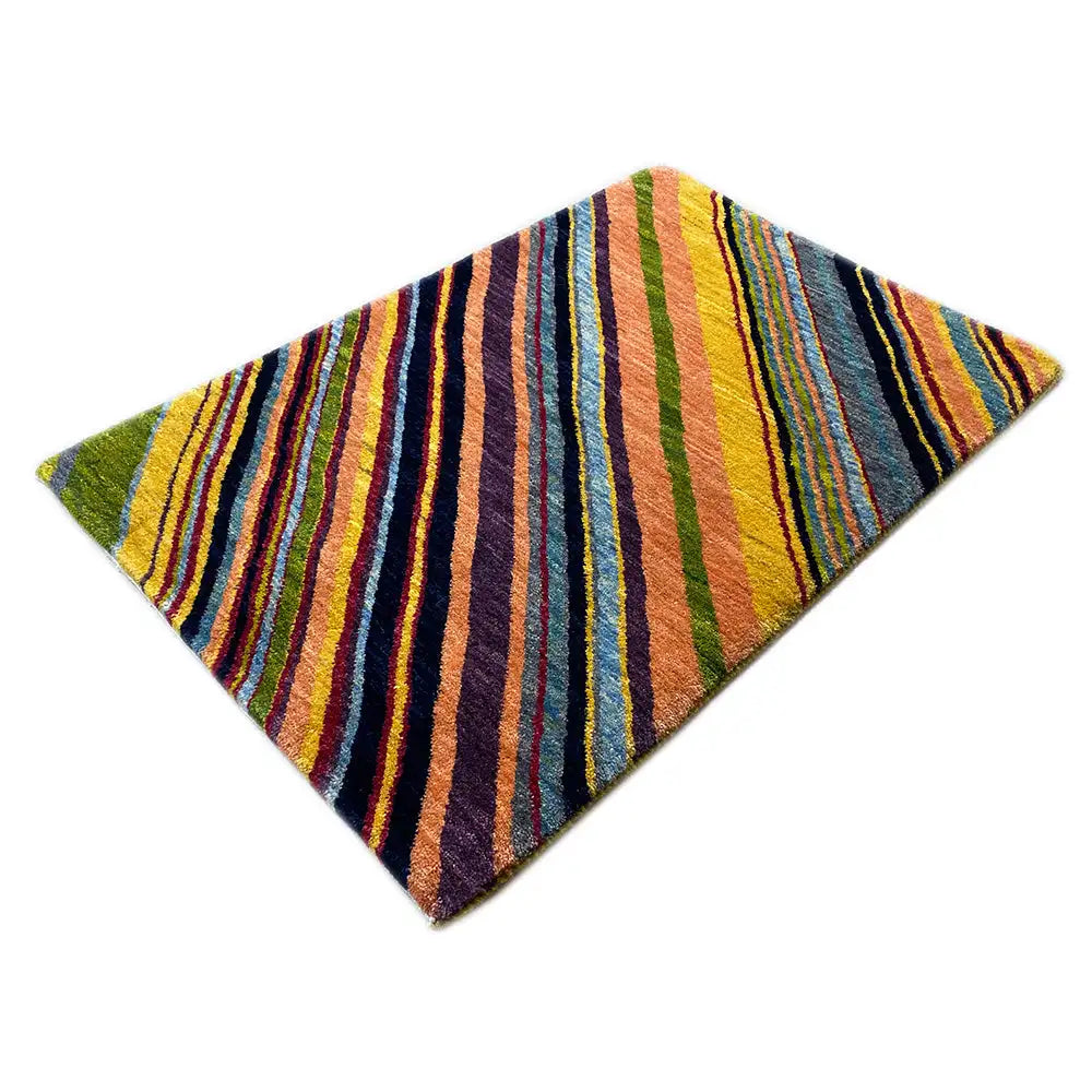 Gabbeh rug with multicolored vertical stripes, rectangular