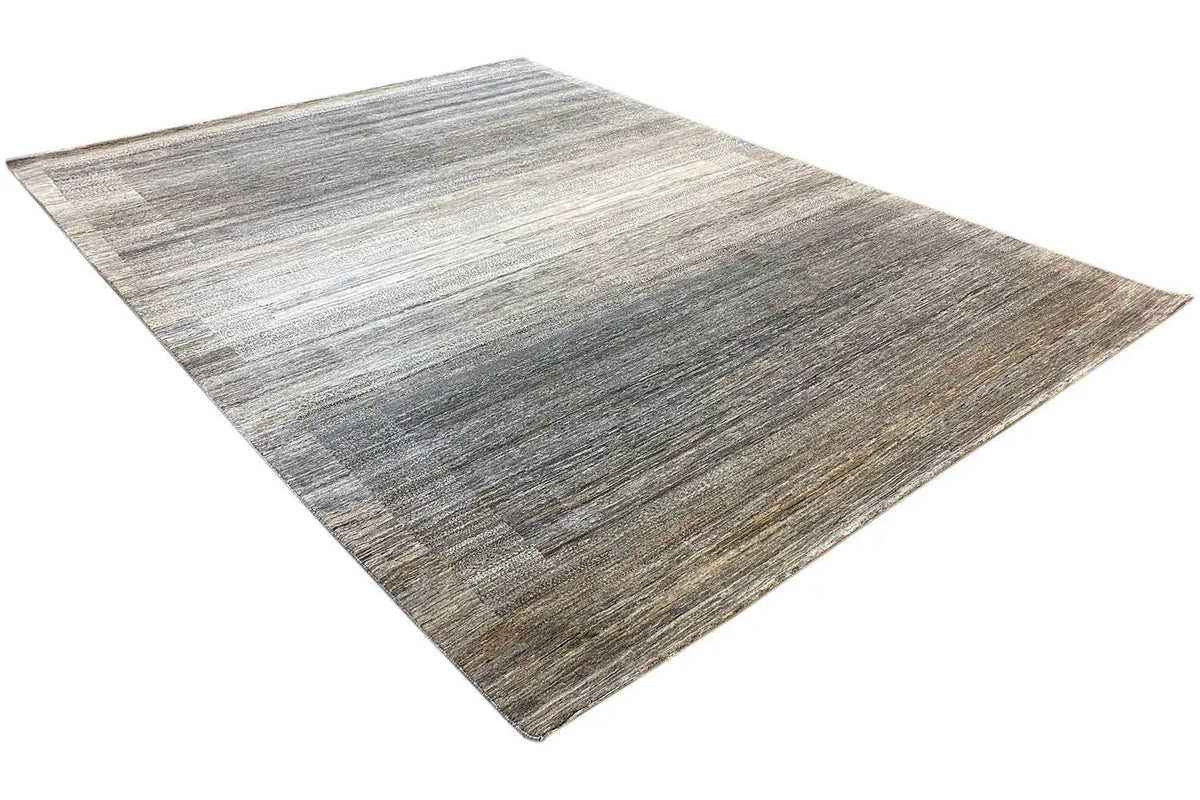 Gabbeh Lori rug: light gray with warm beige areas, textured surface