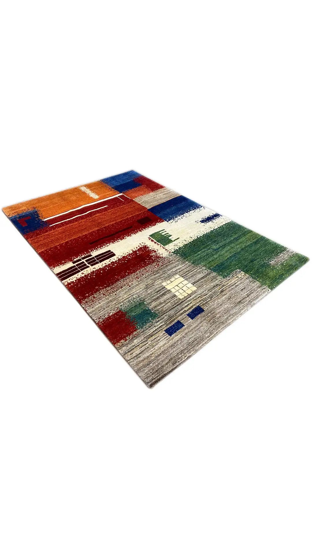 Gabbeh rug, diagonal with a colorful pattern, short-pile surface