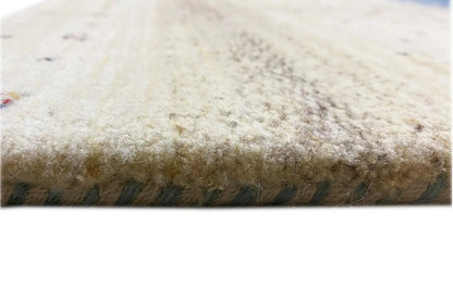 Gabbeh-Lori rug 253×193 cm, pile and border detail: beige with blue accents