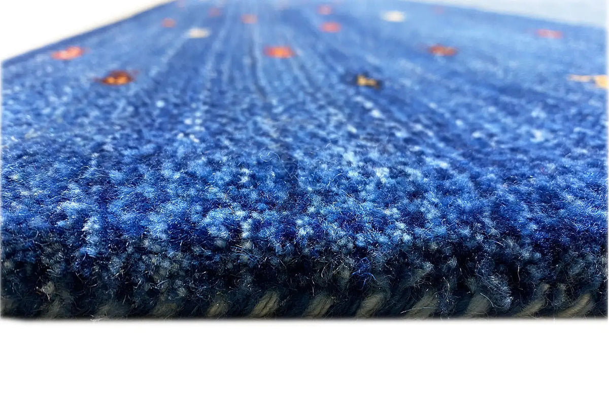 Blue Gabbeh Lori rug - dense pile with fine pattern details, 193x150 cm