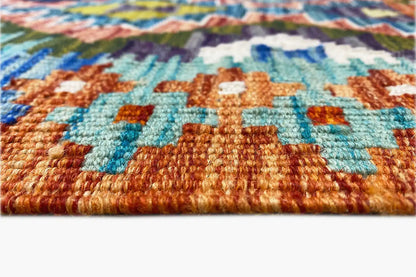 Afghan kilim rug 150x102 cm Detail: woven texture and colorful pattern