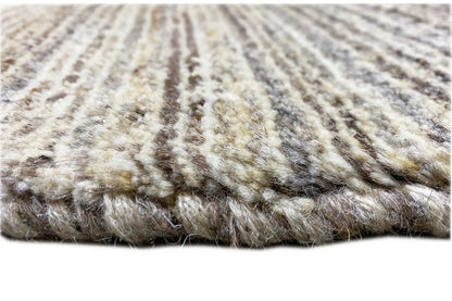 Gabbeh rug with dense pile along the edge, mottled beige-gray