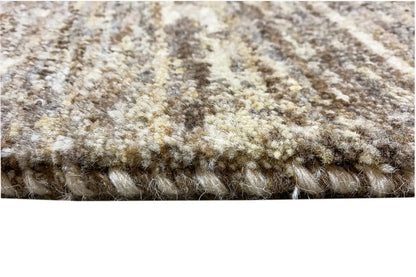 Gabbeh rug: patterned border with short pile, beige-gray-brown