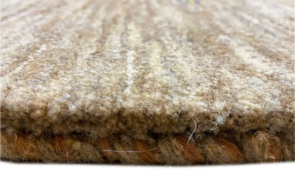 Carpet edge with dense pile and visible underside, brown-beige