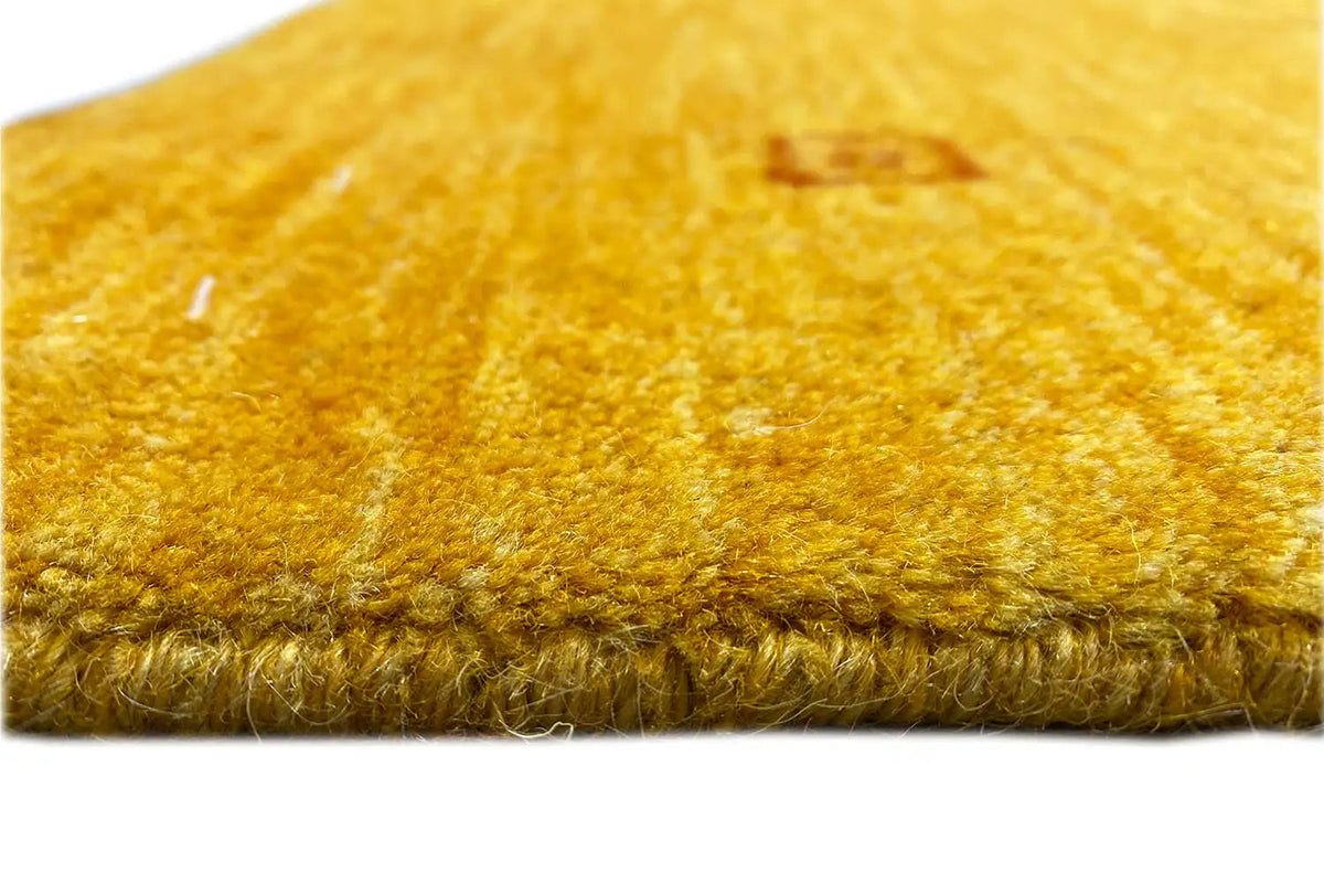 Gabbeh rug 185x138 cm: close-up, yellow pile with a dense edge