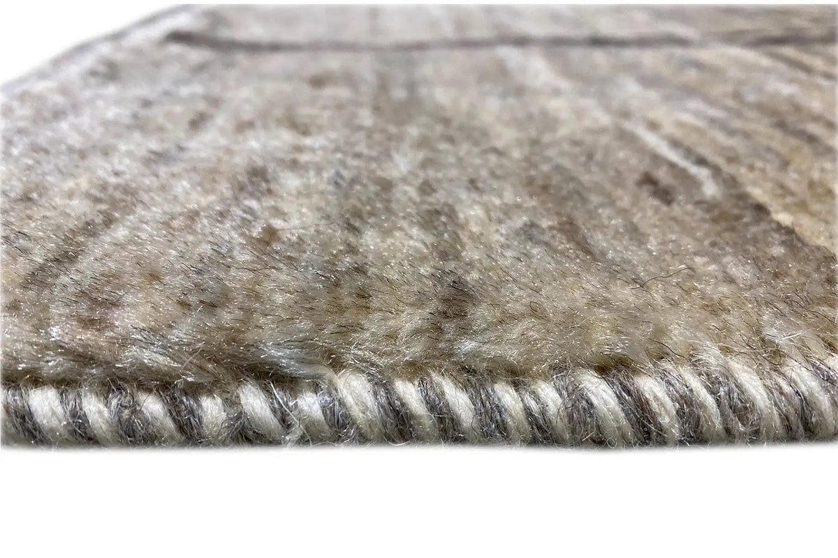 Gabbeh rug with fringed edges, beige pile with gray/dark tones