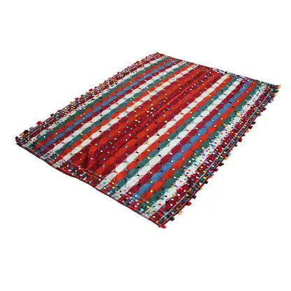 Jajim rug 186x140 cm with multicolored stripes and tassels